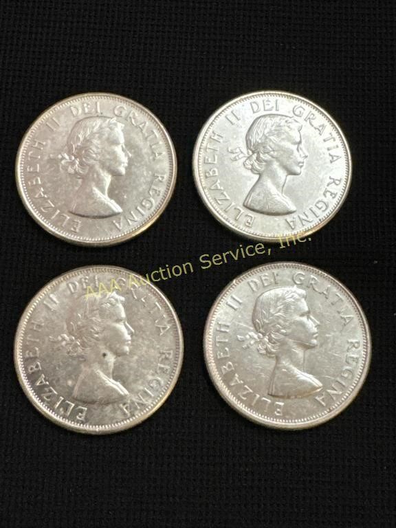 (4) silver 1963 Canada 50 cents coins