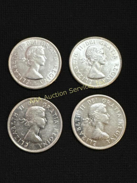 (4) silver 1962 Canada 50 cents coins