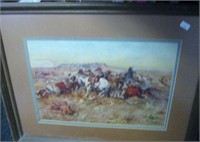 CM Russell Native American Framed Picture 20"x16"