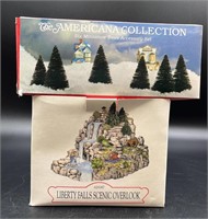 2 Vtg Liberty Falls Village Accessories & Trees