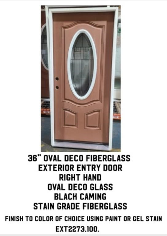 36" RH Oval Deco Fiberglass Ext. Entry Door