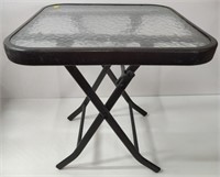 Folding Glass Top Outdoor Side Table