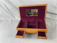 Vintage Wood Inlay Musical Jewelry Box
