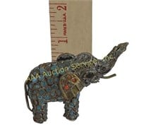 Chinese Tibetan gilt silver elephant with