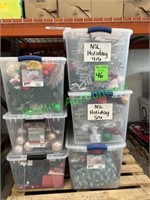 Assorted Christmas Decor in Plastic Totes