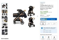 N7053  Cynebaby Infant Stroller Bassinet Black