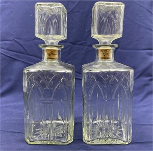Pair of Pressed Glass Decanters