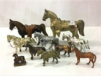 Lot of 10 Various Metal Horses Including