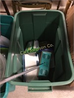 CONTAINER WITH CLEANING SUPPLIES, SWIFFER ETC
