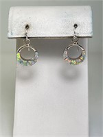 Sterling Native Signed White Opal Earrings 3 Gr