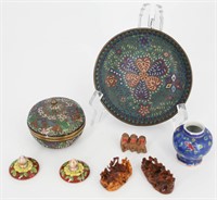 8 Chinese Antique Cloisonne, Porcelain, & Figures