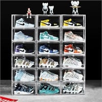 12 Pack Clear Acrylic Stackable Shoe Boxes