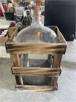 Antique water bottle and crate