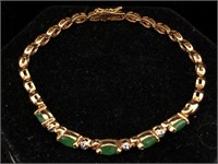 Sterling Vermeil Bracelet w/Emerald Stones - 8.5