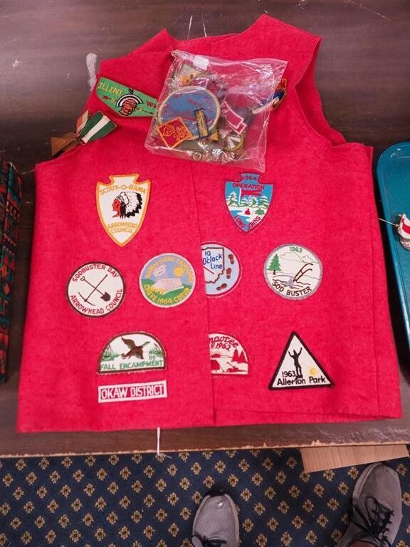 Boy Scout felt vest with many patches, plus