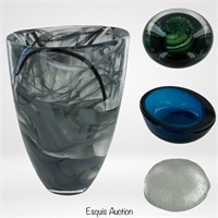 Art Glass & Crystal- Kosta Boda Vase & Paperweight