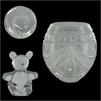 Waterford Overture Crystal Vase, Daum Teddy Bear,