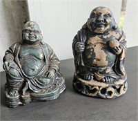 2 Mini Concrete Buddhas 5"