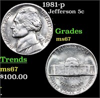 1981-p Jefferson Nickel 5c Grades GEM++ Unc