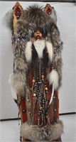 Vintage 40" Indian Cradleboard Papoose w/Fur