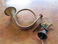 Cast Iron Bell and Brass Horn