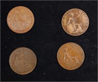 Group of 4 Coins, Great Britain Pennies, 1915, 191