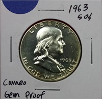 1963 Proof Franklin Half Dollar Gem Cameo