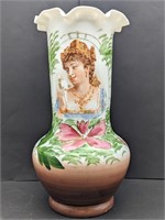 Victorian Styled Hand Painted Cameo Floral Vase