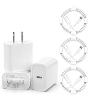 ($22) 20W PD USB C Wall Charger, 3 Pack