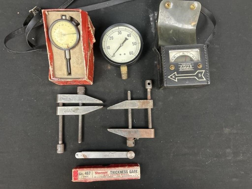 Starrett dial indicator, gauges clamps with