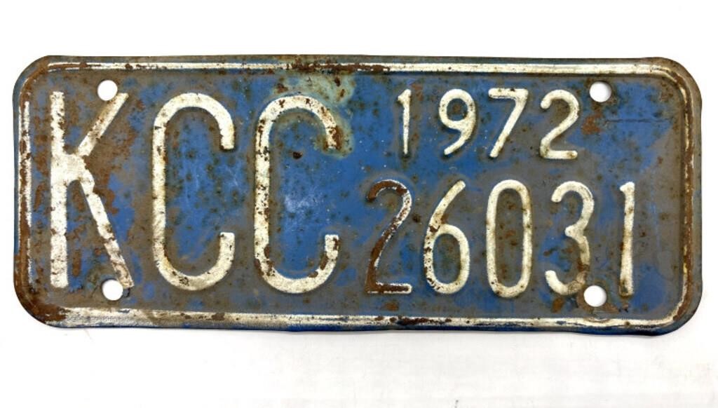 1972 KCC Kansas License Plate