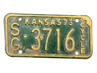 1973 Kansas Motorcycle License Plate
