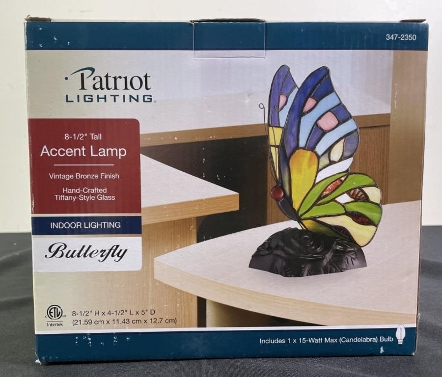 Tiffany Style Butterfly Bronze Finish Lamp - NIB