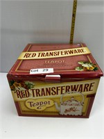 Red Transferware Teapot