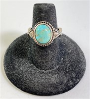 Vintage Sterling Turquoise Ring 5 Grams Size 6.75