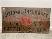 Original Brass NATIONAL INSURANCE OF NZ  Sign  -