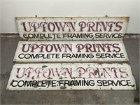 3 x UPTOWN PRINTS Hand Painted Metal Signs - 1500