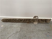 Wooden DRAIN WATER LNE Marker Sign - Length 1200mm
