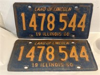 Vintage Matching Pair 1960Illinois Land of