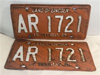 Vintage Matching Pair 1962 Illinois Land of