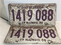Vintage Matching Pair 1958 Illinois Land of