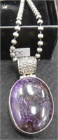 Sterling Silver Necklace with Purple Gemstone