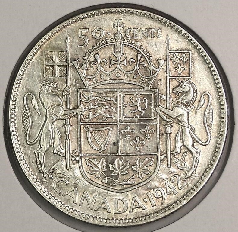 1942 ND Canada Silver 50 Cents