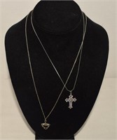 Sterling Italy Dolphin & Sterling Cross Necklaces