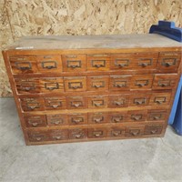 Vintage Wood Card File Cabinet - 35 drawers