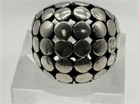 Sterling Silver Ring Dot Pebble Style Domed Ring