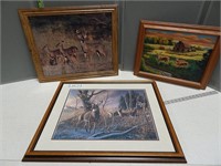 3 Framed wildlife scenes; 1 is a framed and matted