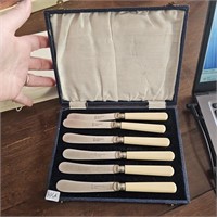 Antique Set of 6 Celluloid Handled Butter Knives