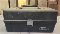 Old pal tackle box with fishing accessories