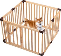 Sunhoo Foldable Dog Playpen, in Natural(Square-W94